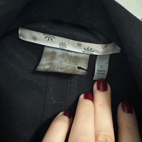 Athleta Heavy Black Trench Coat Size Medium - Picture 5 of 7